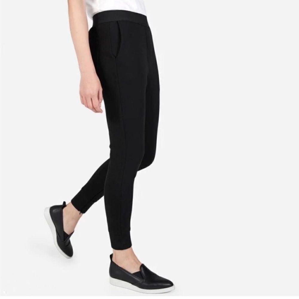 Everlane, black joggers with hidden zipper ankles, size medium